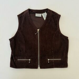 NWOT Arizona brown wide whale corduroy vest sz S (7-8)